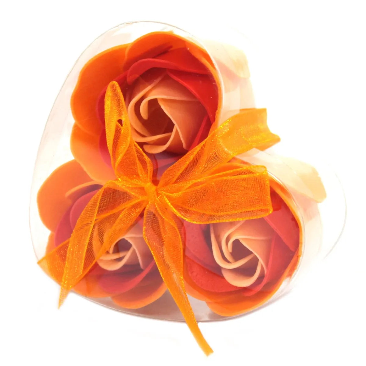 3 Soap Flower Heart Box - Peach Roses